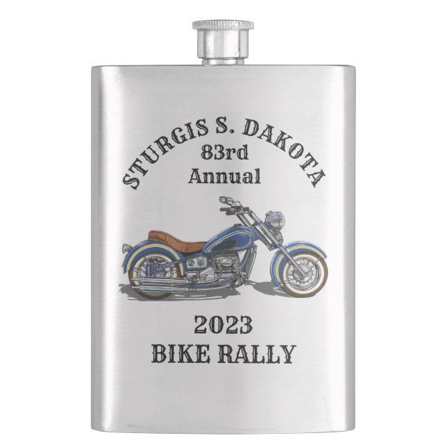 Sturgis Bike Rally 2023 Motorcycle Hip Flask (Front)
