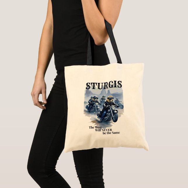 Sturgis Funny Prairie Dogs Biker Gang Western Tote Bag (Front (Product))