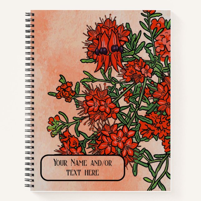Sturt’s Desert Pea Wildflower Australian Botanical Notebook (Front)