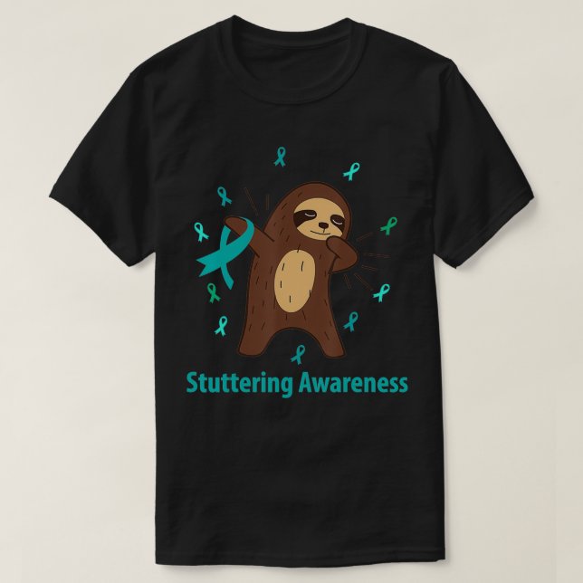 Stuttering Awareness Stutter Related Sloth Ribbon  T-Shirt (Design Front)