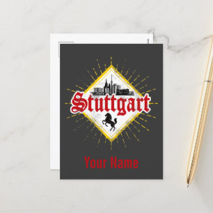 Stuttgart City Germany Retro Skyline Vintage Holiday Postcard