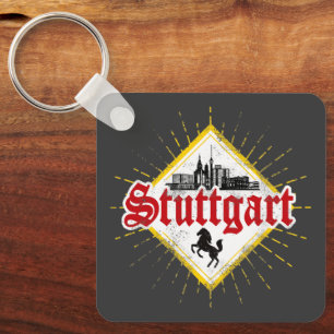 Stuttgart City Germany Retro Skyline Vintage Key Ring