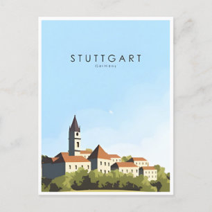 Stuttgart City Germany Retro Skyline Vintage  Postcard