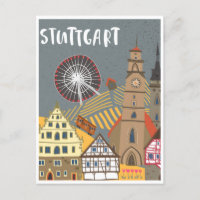 Stuttgart City Germany Retro Skyline Vintage 