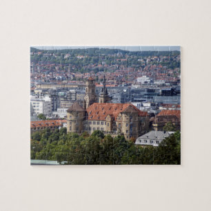 Stuttgart city view - Old castle postcard Jigsaw Puzzle