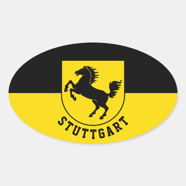 Stuttgart Flag (Germany) Oval Sticker (Front)