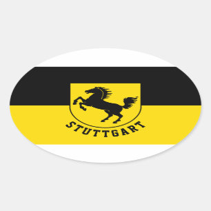 Stuttgart Flag (Germany) Oval Sticker