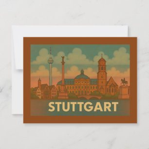 Stuttgart Germany City Art Postcard