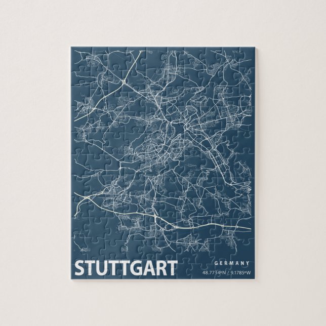 Stuttgart Germany Minimalist City Map Line Art Jigsaw Puzzle (Vertical)