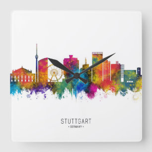 Stuttgart Germany Skyline Square Wall Clock