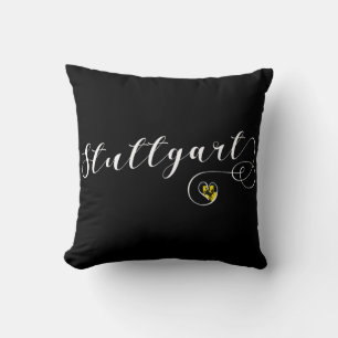 Stuttgart Heart Throw Pillow,  Germany Cushion