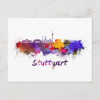 Stuttgart skyline in watercolor