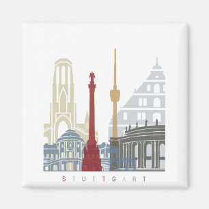 Stuttgart skyline poster magnet