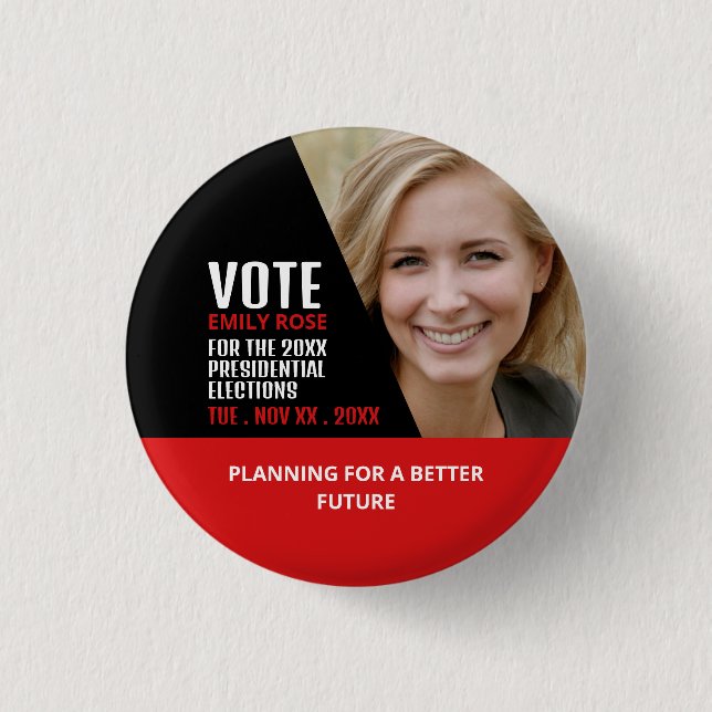 Styish Modern Political Campaigner Advertising 3 Cm Round Badge (Front)