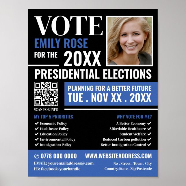 Styish Political Campaigner Advertising Poster (Front)