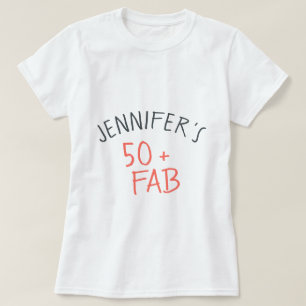 Stykish Personalised 50 Fabulous Coral Birthday T-Shirt