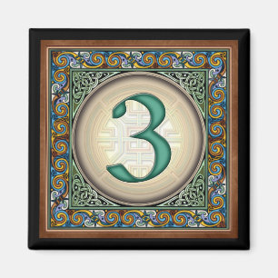 Style B, "3" - Celtic Number Magnets