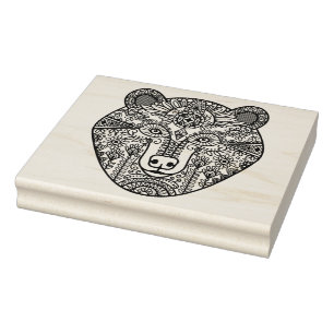 Style Bear Head Rubber Stamp