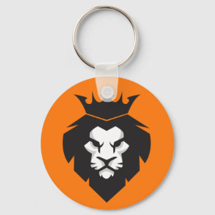 Style Black and White King Lion with Crown Key Ring