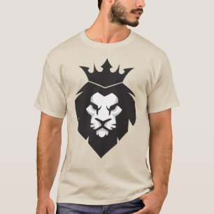 Style Black and White King Lion with Crown T-Shirt