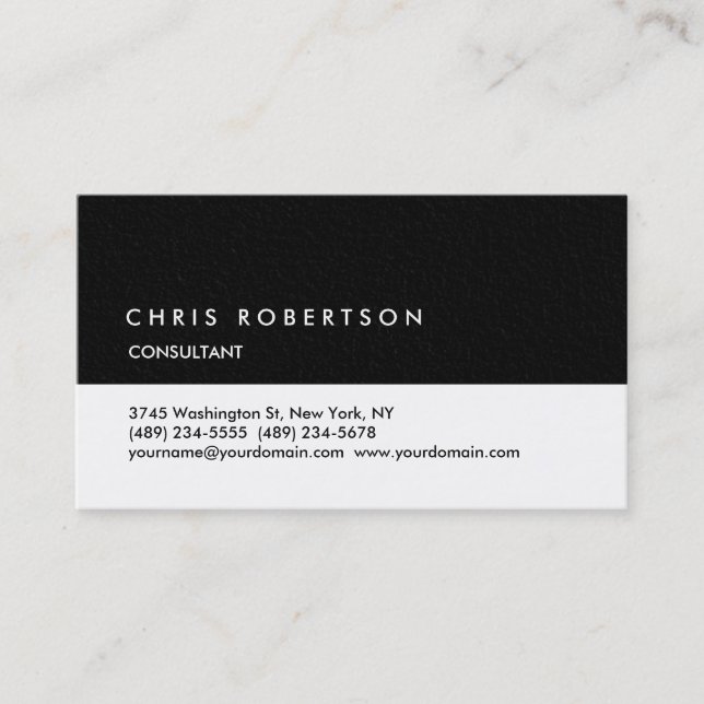 Style Black Stripe White Background Business Card (Front)