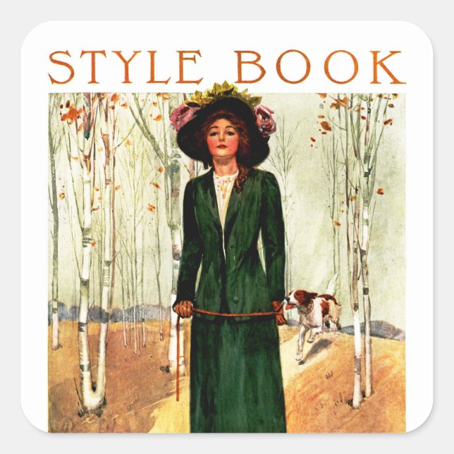 Style Book Fashion Illustration Square Sticker (Front)