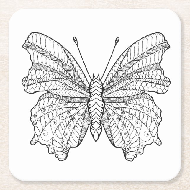 Style Butterfly 3 Square Paper Coaster (Front)