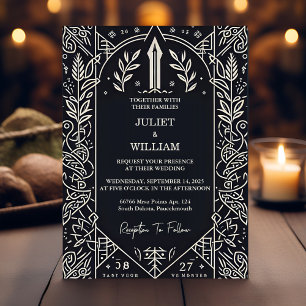Style Celtic Nordic Mediaeval Scroll Viking Weddin Invitation