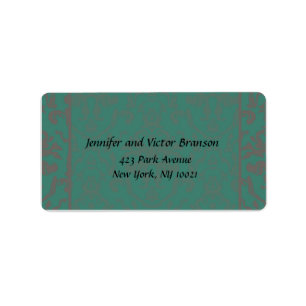Style -Damask green n grey address label