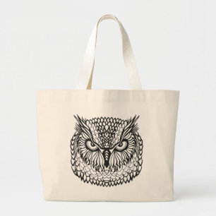 Style Eagle Owl Head Large Tote Bag