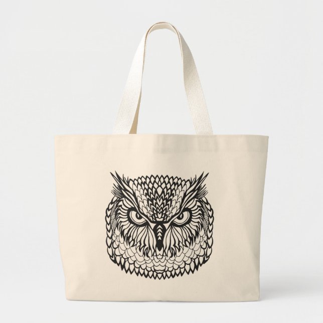 Style Eagle Owl Head Large Tote Bag (Front)