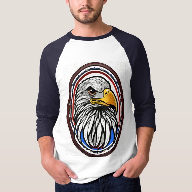 Style: Men's Basic 3/4 Sleeve Raglan T-Shirt (Front)