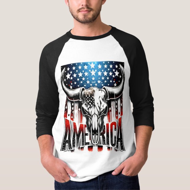 Style: Men's Basic 3/4 Sleeve Raglan T-Shirt Hit a (Front)