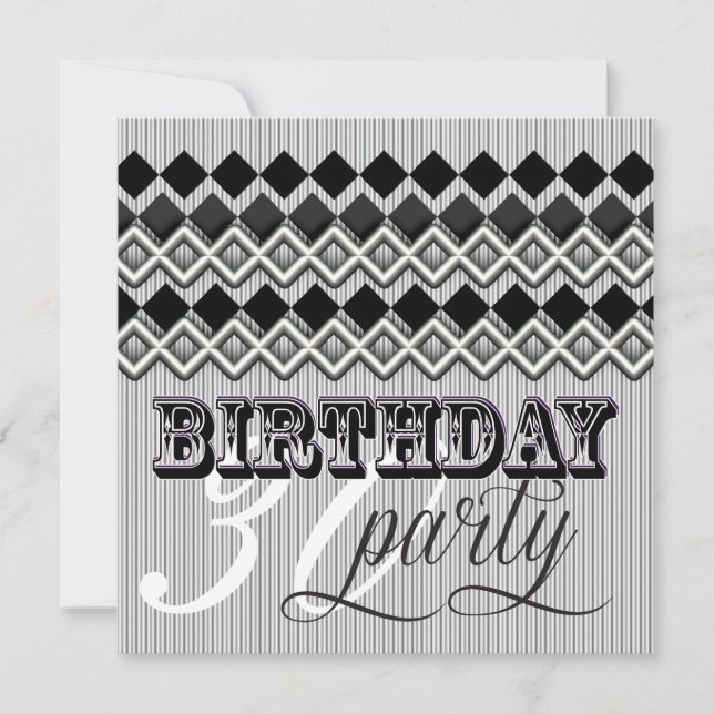 Style Mixup Stripy Diamond Age Birthday Party Invitation (Front)