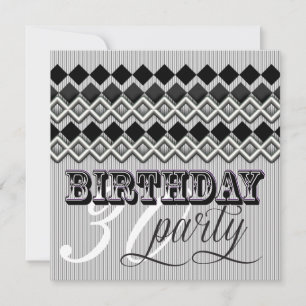 Style Mixup Stripy Diamond Age Birthday Party Invitation