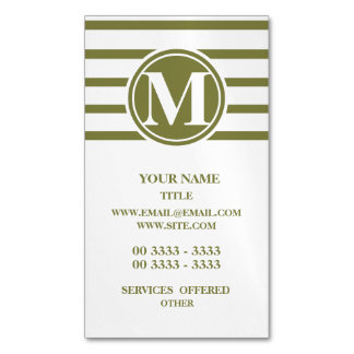 Style Monogrammed with Woodbine Stripes Magnetic Business Card