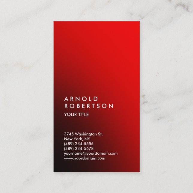 Style Red Trendy Professional Business Card (Front)
