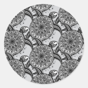 Style Turtle Pattern Classic Round Sticker