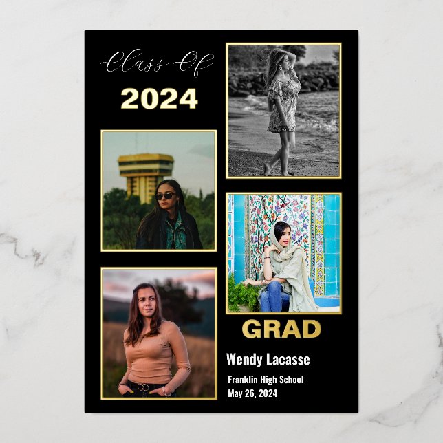 Styled Gallery Foil Graduation Announcement Invite (Front)