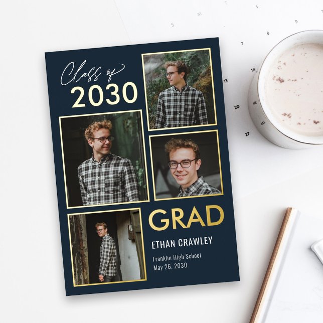Styled Gallery Foil Graduation Announcement Invite (Creator Uploaded)