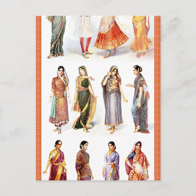 Styles_of_Sari vintage print Postcard (Front)
