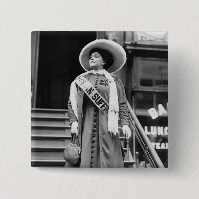 Stylin' Suffragette, 1908 15 Cm Square Badge (Front)