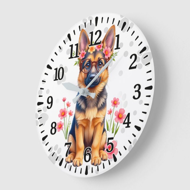 Styling German Shepherd  Large Clock (Angle)