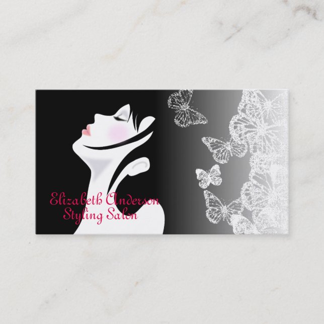 Styling Hair Salon Diva Beautician Business Card (Front)