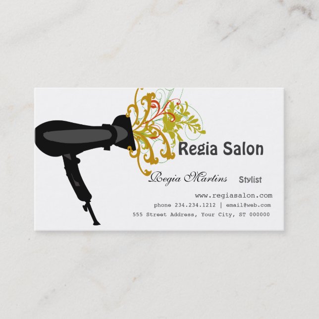 Styling Salon Hair Dryer  Beauticians Appointment Card (Front)