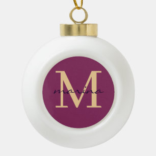 Stylis and personalised monogrammed ceramic ball christmas ornament