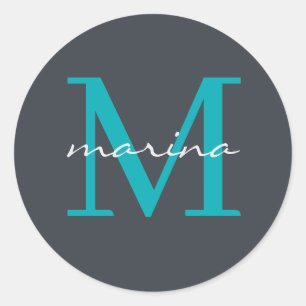Stylis and personalised monogrammed classic round sticker