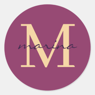 Stylis and personalised monogrammed classic round sticker