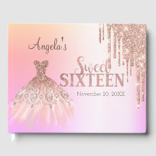 Stylis Chic Dress Glitter Drips Sweet 16 Guest Book