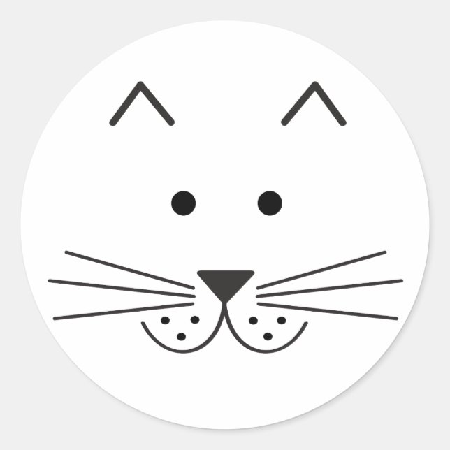 Stylised Abstract Cat Face Illustration Design Classic Round Sticker (Front)
